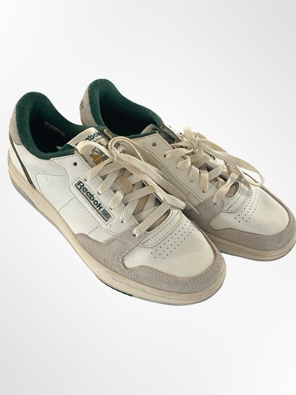 Reebok Phase Court Men's White & Green Low-Top Sneakers in 7